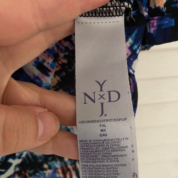 NYDJ Pintuck Blouse Women's Petite XL Blue Split Neck Pullover PXL - Picture 7 of 10